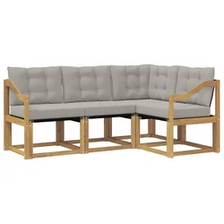 Set vanjskih sofa s jastukom 4 pcs Bijela i svjetlosiva
