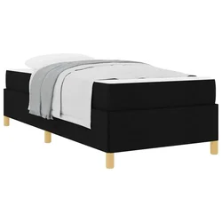 Vidaxl Konstrukcija postelje z vzmetnico Črna 80 x 200 cm blago