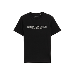 TOM TAILOR DENIM Majica svetlo siva/črna/bela