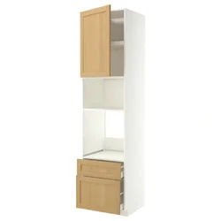 METOD / MAXIMERA Visoki element za ugradne uređaje, bela/Forsbacka hrastovina, 60x60x240 cm