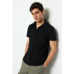 Trendyol Limited Edition Black Regular/Regular Fit Pique Zippered Polo Neck T-shirt