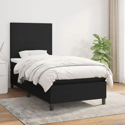 shumee Box spring postelja z vzmetnico črna 80x200 cm blago