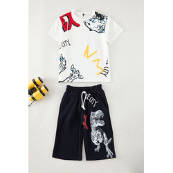 Trendyol White Animal Knitted Bottom-Top Set