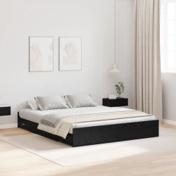 Krevet s ladicama Crni hrast 135 x 190 cm Konstruirano drvo