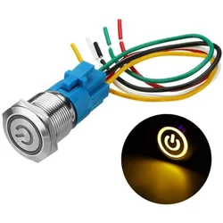 22Mm Pulsante Momentaneo in Acciaio Inossidabile, 12V-24V 5A LED