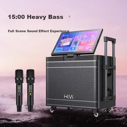 HiVi Karaoke zvučnik sa 2 mikrofona TS59, Bluetooth, Wifi, HDMI, Crni