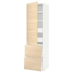 METOD / MAXIMERA Vis.el. s polic/4fiok/vrat/2front, bela/Askersund im. svetlog jasena, 60x60x220 cm