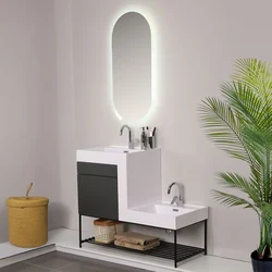 HANAH HOME Kupatilski ormarić sa umivaonikom i ogledalom (2 komada) Up Down Carbon Grey Dark