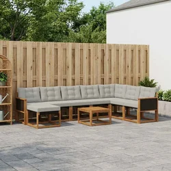Set vanjskih sofa 9 kom. Prirodna i Svjetlosiva