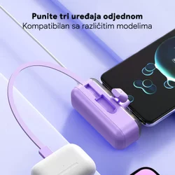 Back up baterija privezak Oxpower 5000mAh lightning roze