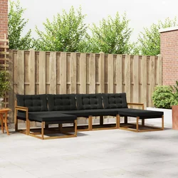 Set vanjskih sofa s jastukom 6 pcs Prirodna i crna
