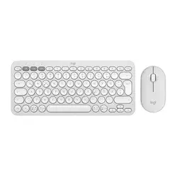 Logitech 920-012204 Universal RF Wireless + Bluetooth tipkovnica in miška, nemška QWERTZ, bela