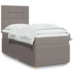 vidaXL Box spring postelja z vzmetnico taupe 90x200 cm blago