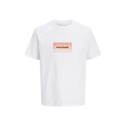 JACK & JONES Majica JCOECHO marelica / črna / bela