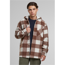 Big Check Hooded Shirt Jacket White Sand/Brown