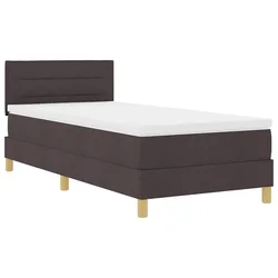 Vidaxl LED Box Spring Postelja Temno rjava 90 x 200 cm blago