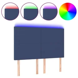 Vidaxl LED posteljno vzglavje modro 144x5x118/128 cm blago