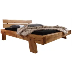 Casa Padrino Luxury Double Bed Natural - Different Sizes - Solid Wood Bed with Headboard and Mattress - Hotel Furniture - Bedroom Furniture - Luxury Furniture - Luxury Furnishings