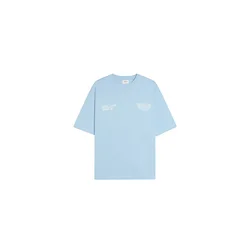 Bershka Majica svetlo modra / bela