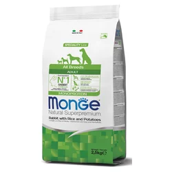 Monge Natural Superpremium Dog All Breeds Adult Monoprotein Rabbit With Rice And Potatoes - 2.5 kg