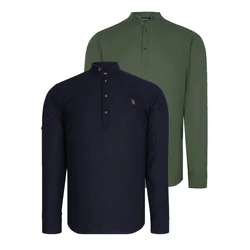 DOUBLE SET G783 DEWBERRY JUDGE COLLAR SHIRT-NAVY-KHAKI