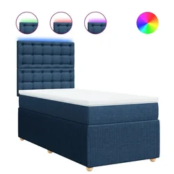 Vidaxl Box spring postelja z vzmetnico modra 90x190 cm blago