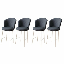 HANAH HOME Set 4 barske stolice Alte Anthracite White