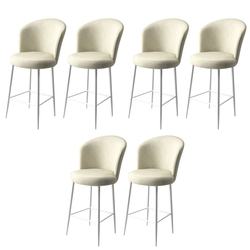 Hanah Home Set barskih stolica Fora, 6 komada, Krem-beli