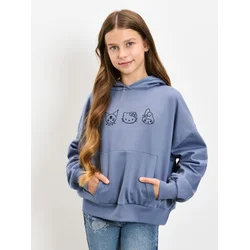 Sinsay - Dukserica s kapuljačom i vezom Hello Kitty - grey blue