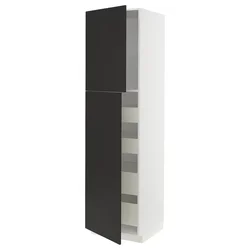 METOD / MAXIMERA Vis.el. s 2 vrata/4 fioke, bela/Nickebo boja antracita, mat, 60x60x220 cm