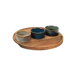 Excellent Houseware Servirni krožniki na akatovem pladnju, komplet 4 kosov