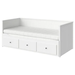 HEMNES Dnevni krevet s 3 fioke/2 dušeka, bela/Afjäll tvrdo,, 80x200 cm