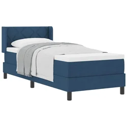 Vidaxl Postelja z vzmetnico z vzglavjem Modra 200 x 80 cm blago