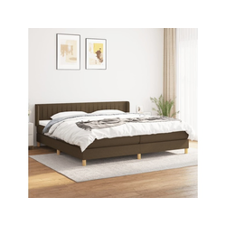 Den Box spring postelja z vzmetnico temno rjav 200x200 cm blago