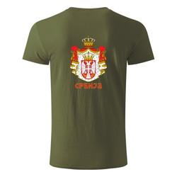 Suvenir Muška majica Grb Srbije, Štampa na zadnjoj strani, Maslinasta