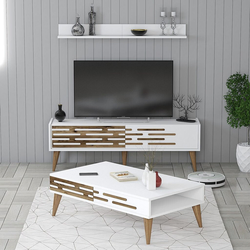 Hanah Home Set nameštaja za dnevnu sobu Valensiya 140, 3 komada, Beli