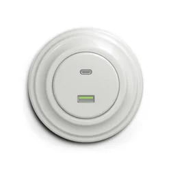 Kliklap - Retro USB utičnica A+C sa keramičkim okvirom, bela