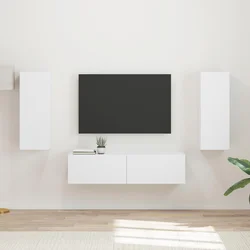 Set TV komoda Zidne 2 pcs Bijelo Konstruirano drvo
