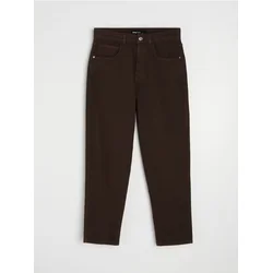 Sinsay - Pamučne mom fit comfort farmerke - braon