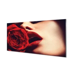 tulup.si Slika na steklu Rose ženska usta 125x50 cm 2 obešalnika