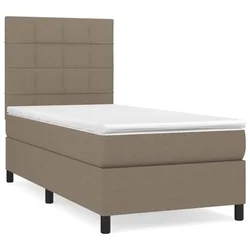 Vidaxl Box spring postelja z vzmetnico taupe 90x200 cm blago