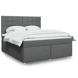 vidaXL Box spring postelja z vzmetnico temno siva 180x200 cm blago