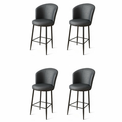 HANAH HOME Set 4 barske stolice Uras Anthracite Black