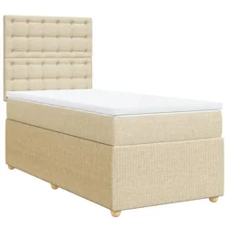 Vidaxl Box spring postelja z vzmetnico krem 80x200 cm blago