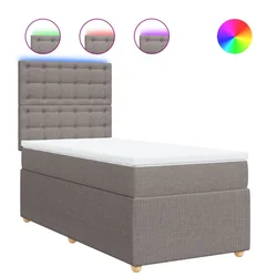 Vidaxl Box spring postelja z vzmetnico taupe 90x200 cm blago