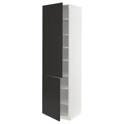 METOD Visoki element s policama/2 vrata, bela/Nickebo boja antracita, mat, 60x60x220 cm