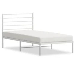 Vidaxl Kovinski posteljni okvir z vzglavjem bel 90x200 cm