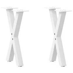 Noge za klub stolić u obliku slova X, 2 kom, bijele, 28 x (42-43) cm, čelik