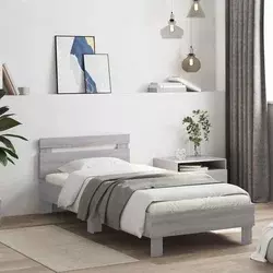 vidaXL Posteljni okvir z LED Siva Sonoma 80 x 200 cm Inženirski les
