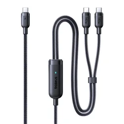 BASEUS Kabel 2 v 1 USB-C – 2x USB-C, 140 W, 1,5 m – črn